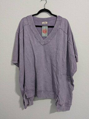 J.Her Women's Purple Relaxed Fit Mineral Washed Top w/ Pockets NWT (Medium)